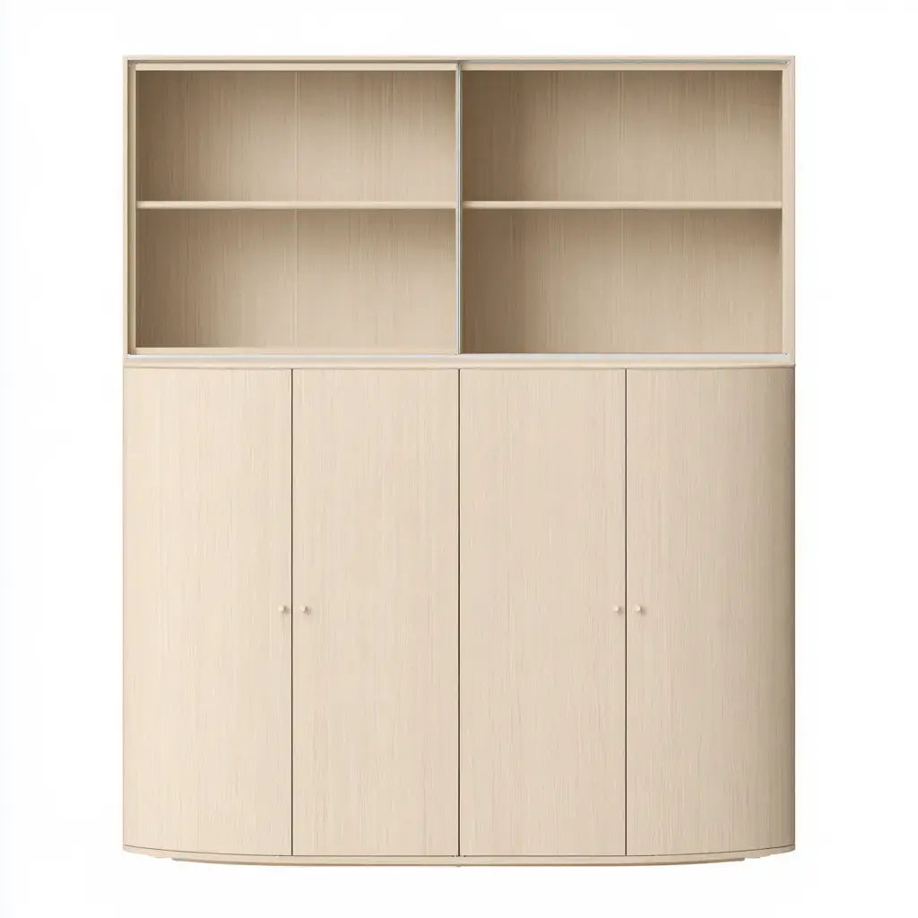 Aparador con estantes superiores y puertas inferiores - beige