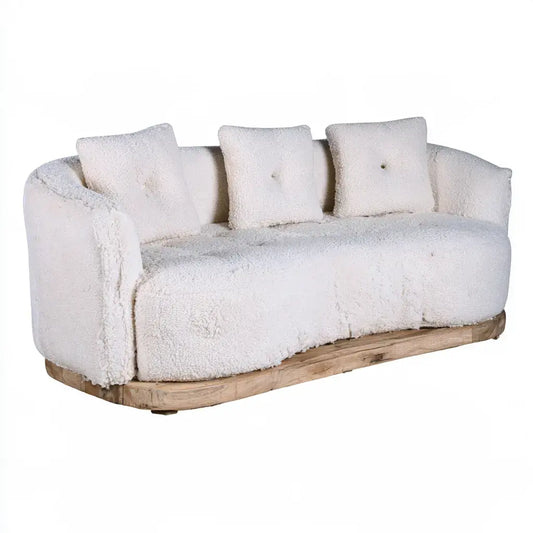 Sofá con brazos curvos y cojines amplios - beige