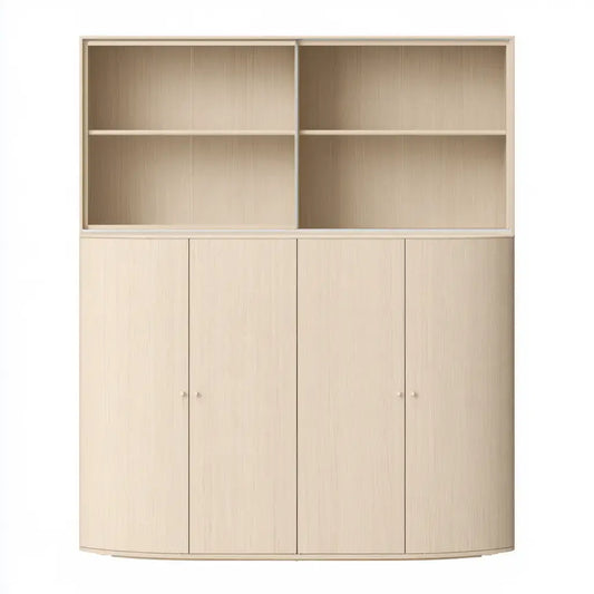 Aparador con estantes superiores y puertas inferiores - beige