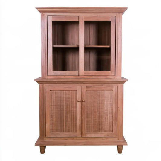 Vitrina con puertas superiores y paneles inferiores - marrón
