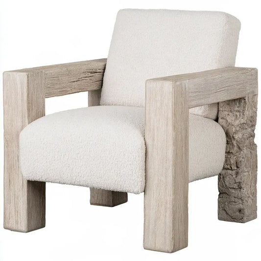 Sillón con brazos gruesos y cojines claros - beige/gris
