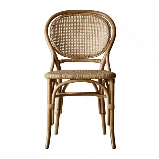 Silla con respaldo ovalado de rejilla - marrón