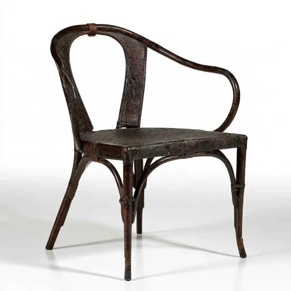 Silla con respaldo abierto y brazos curvos - marrón